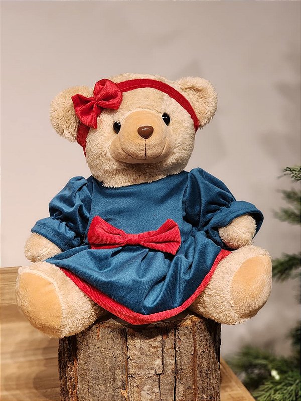 URSA SENTADA COM VESTIDO VERDE 25CM