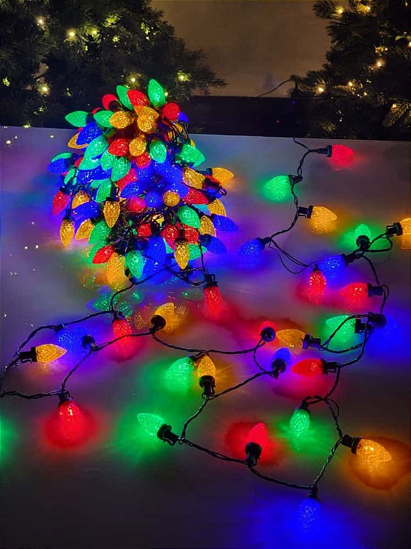 PISCA CORDÃO LUZ AMERICANA 200 LÂMPADAS 20 METROS COLORIDO 8 FUNÇÕES BIVOLT