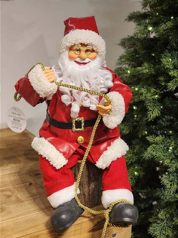 PAPAI NOEL SENTADO USO EXTERNO COURINO VERMELHO 60CM