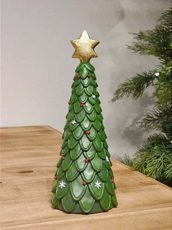 ÁRVORE DECORATIVA EM RESINA VERDE 20CM