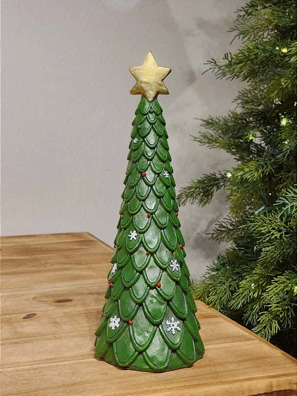 ÁRVORE DECORATIVA EM RESINA VERDE 30CM