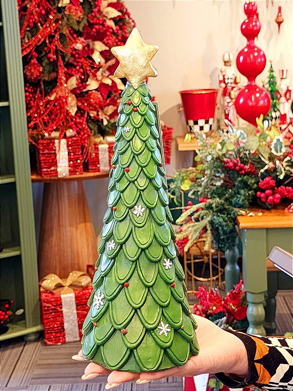ÁRVORE DECORATIVA EM RESINA VERDE 30CM  - PRÉ VENDA 2025