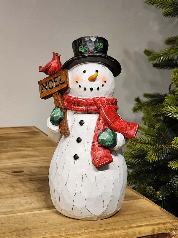 BONECO DE NEVE COM PLACA DE NATAL 25CM