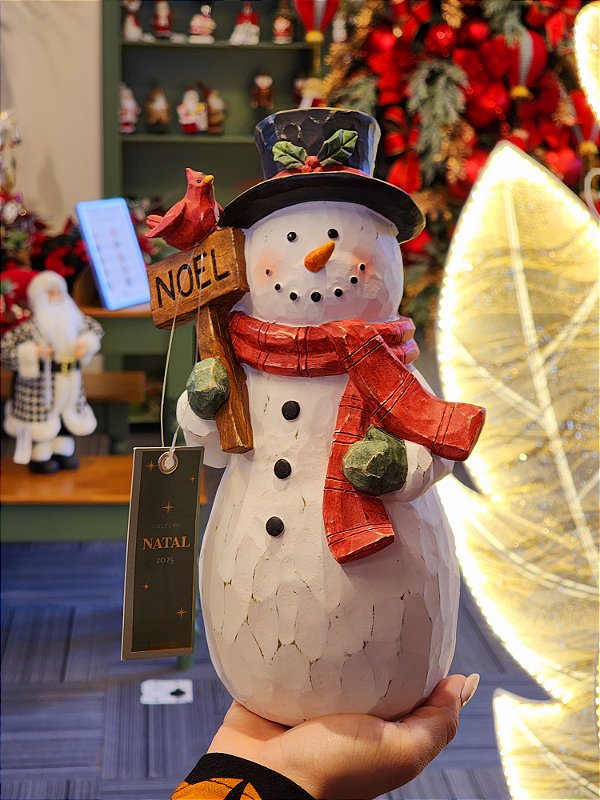 BONECO DE NEVE COM PLACA DE NATAL 25CM - PRÉ VENDA 2025
