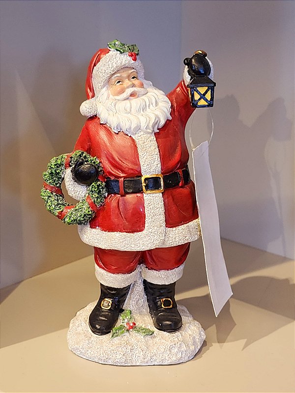 PAPAI NOEL EM RESINA COM GUIRLANDA 16CM - PRÉ VENDA 2025