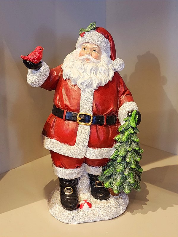 PAPAI NOEL EM RESINA COM ÁRVORE 16CM - PRÉ VENDA 2025