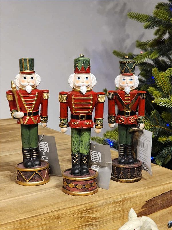 TRIO DE SOLDADO QUEBRA NOZES EM RESINA 25CM