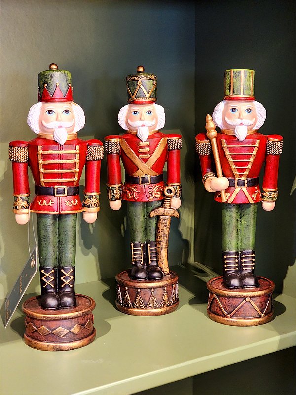 TRIO DE SOLDADO QUEBRA NOZES EM RESINA 25CM  - PRÉ VENDA 2025