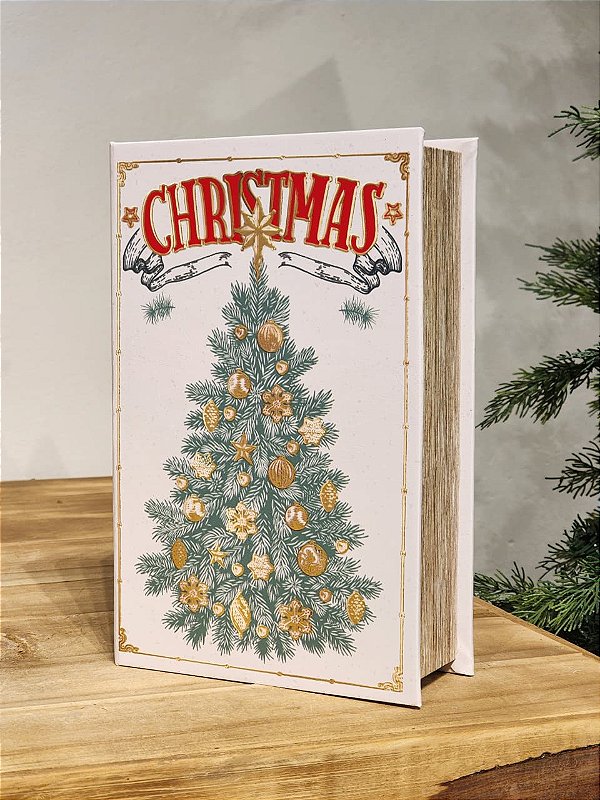 LIVRO CAIXA DECORATIVA ÁRVORE CHRISTMAS 27CM