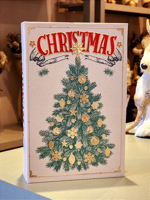 LIVRO CAIXA DECORATIVO ÁRVORE CHRISTMAS 27CM - PRÉ VENDA 2025