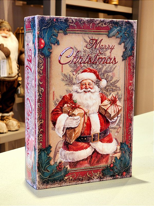 LIVRO CAIXA DECORATIVO MERRY CHRISTMAS NOEL 27CM - PRÉ VENDA 2025