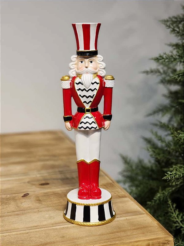 SOLDADO DE CHUMBO DE LUXO EM RESINA VERMELHO E BRANCO 37CM