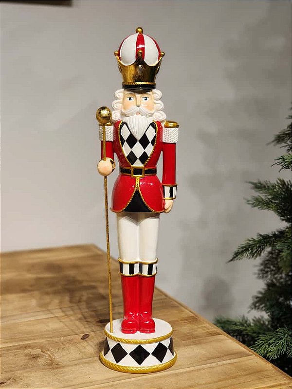 SOLDADADO DE CHUMBO DE LUXO EM RESINA VERMELHO, PRETO E BRANCO 48CM