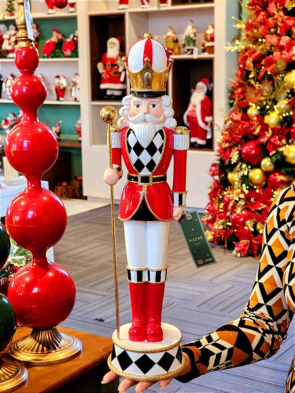 SOLDADINHO DE CHUMBO DE LUXO EM RESINA VERMELHO, PRETO E BRANCO 48CM - PRÉ VENDA 2025