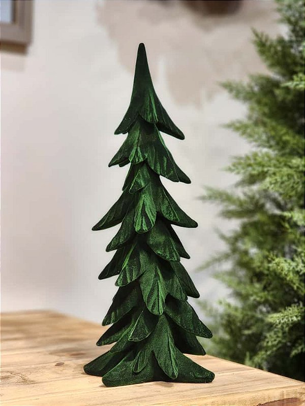 ÁRVORE EM RESINA VELUDO VERDE 44CM