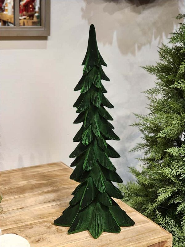 ÁRVORE EM RESINA VELUDO VERDE 62CM