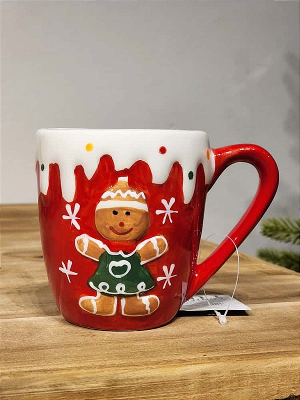 CANECA GINGERBREAD VERMELHA 10CM