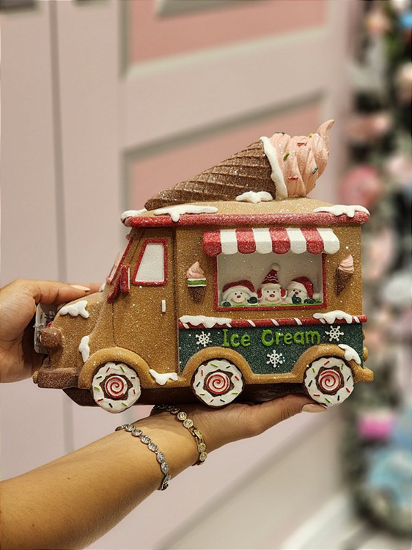 CARRO DO SORVETE EM RESINA GINGER 26CM - PRÉ VENDA 2025