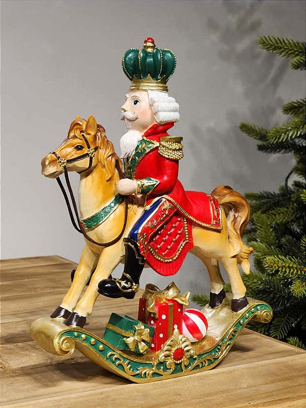 QUEBRA NOZES COM CAVALO DE BALANÇO EM RESINA 31CM