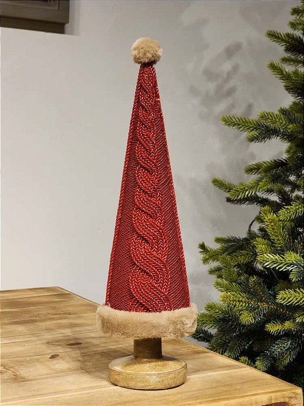 ÁRVORE EM RESINA COM SUETER VERMELHO 42CM