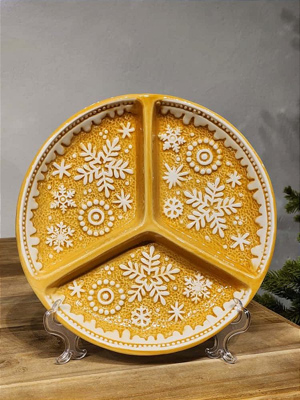 PETISQUEIRA DECORATIVA GINGERBREAD BEGE E BRANCO 27CM