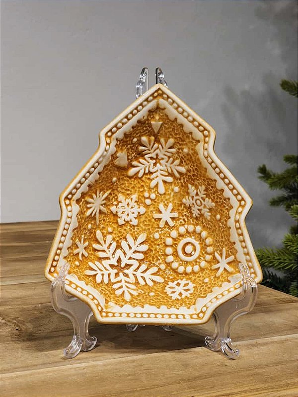 PETISQUEIRA GINGERBREAD BEGE E BRANCO 17CM