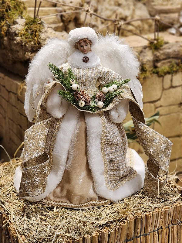 ANJO NATALINO CHAMPANHE 40CM - PRÉ VENDA 2025