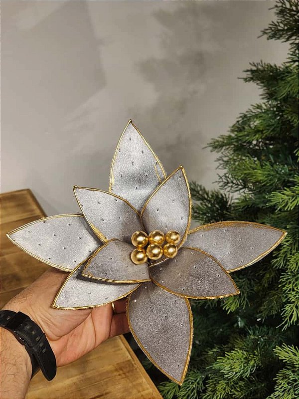 FLOR BICO DE PAPAGAIO PRATA 26CM