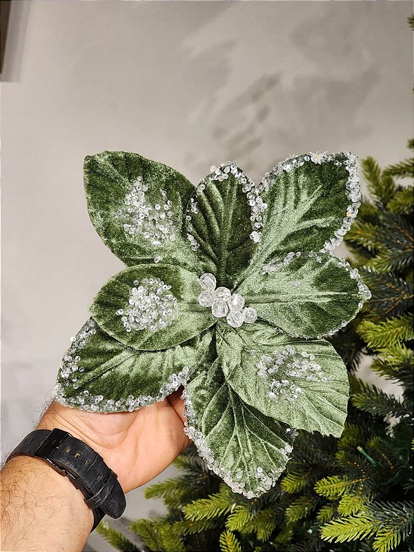 FLOR BICO DE PAPAGAIO AVELUDADO VERDE 25CM