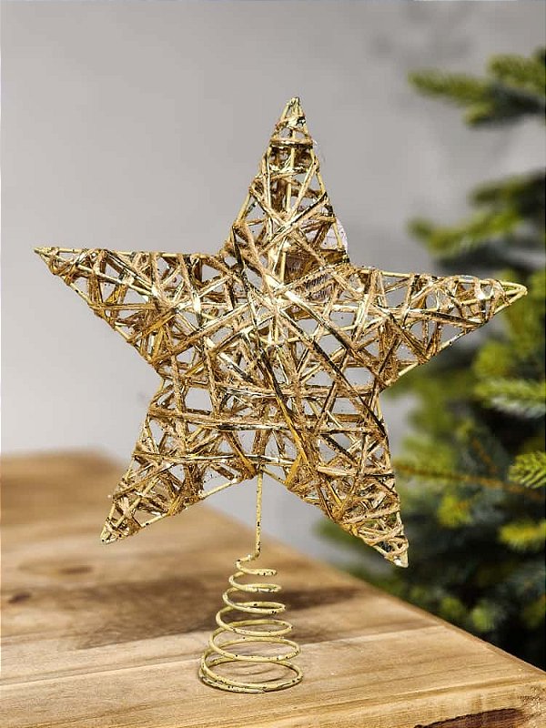 PONTEIRA ESTRELA ARAMADA DOURADA 25CM