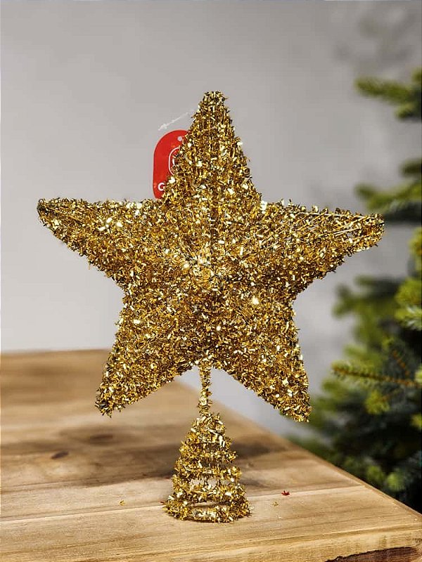 PONTEIRA ESTRELA ARAMADA DOURADA 25CM