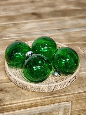 BOLA TRANSLÚCIDA VERDE 10CM COM 4 UNIDADES
