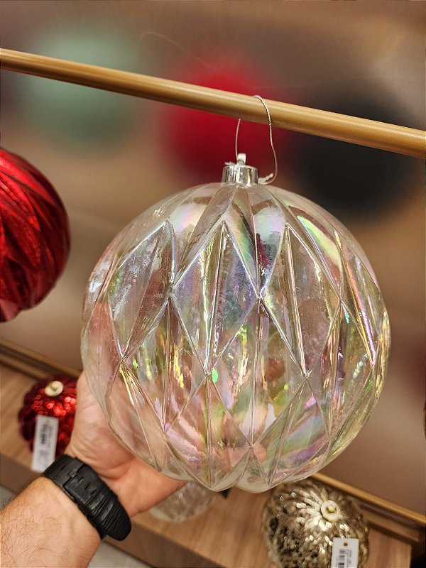 BOLA TRANSLÚCIDA IRIDESCENTE 20CM COM 1 UNIDADE - PRÉ VENDA 2025
