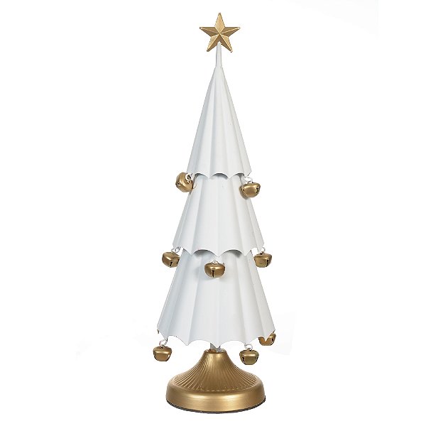 ÁRVORE EM METAL DECORATIVA BRANCA E DOURADA 48,5CM - PRÉ VENDA 2025