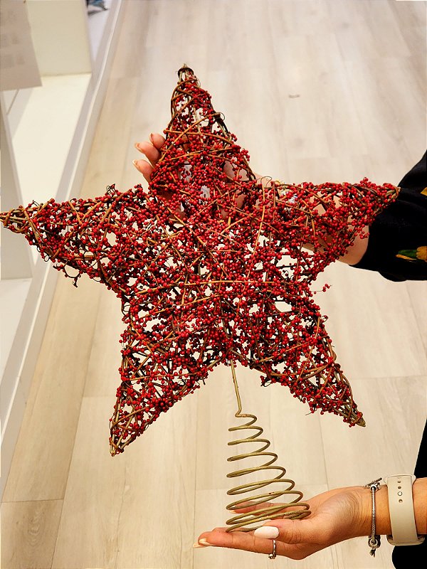 ESTRELA PONTEIRA ARAMADA MICRO BERRY VERMELHA 40CM - PRÉ VENDA 2025