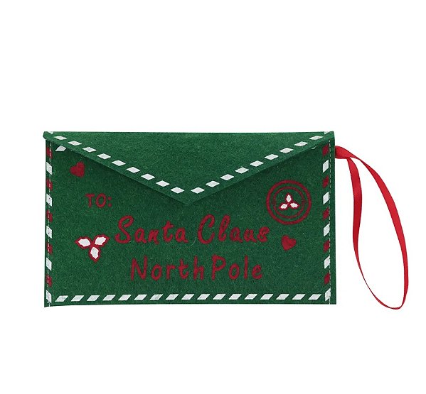 PENDENTE ENVELOPE FELTRO VERDE 20CM - PRÉ VENDA 2025
