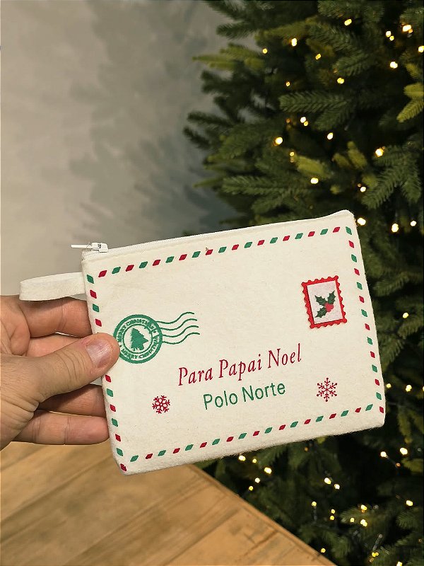 PENDENTE ENVELOPE FELTRO COM ZIPER BRANCO 17CM