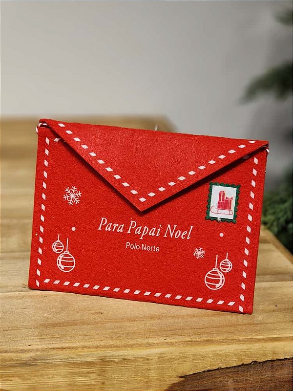PENDENTE ENVELOPE FELTRO COM ALÇA VERMELHO 17CM