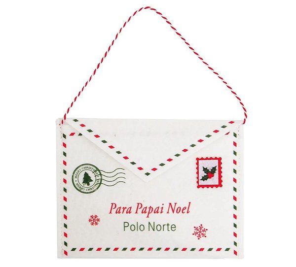 PENDENTE ENVELOPE FELTRO COM ALÇA BRANCO 25CM - PRÉ VENDA 2025