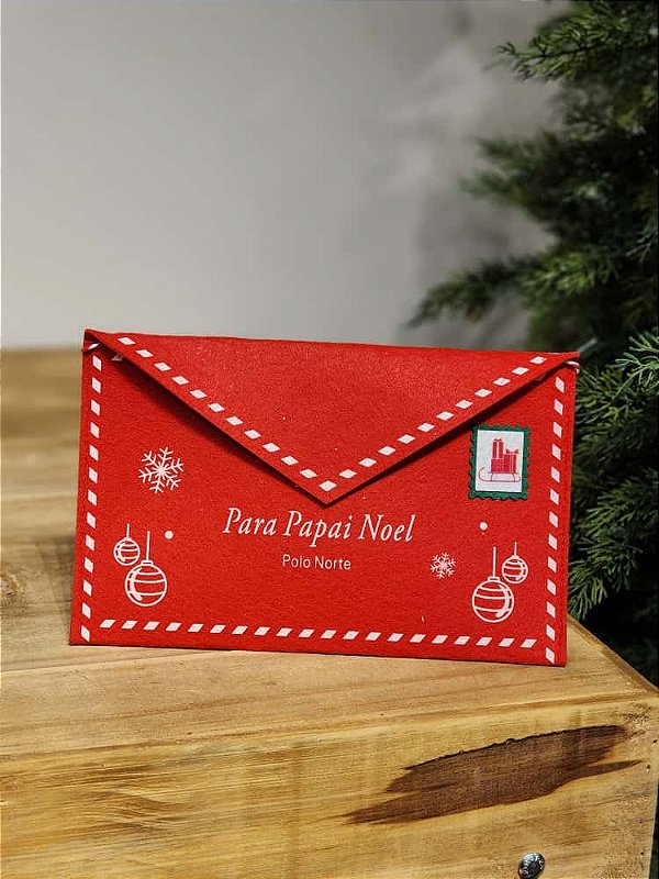 PENDENTE ENVELOPE FELTRO COM ALÇA VERMELHO 25CM