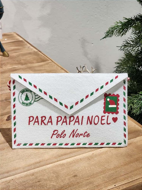PENDENTE ENVELOPE FELTRO COM ALÇA BRANCO 23CM