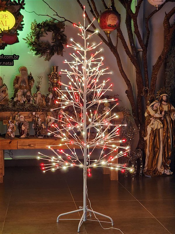 ÁRVORE DE LED COM 360 LEDS 170CM VERMELHA E BRANCO BIVOLT