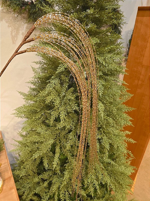 GALHO DECORATIVO LONGO CHAMPANHE 130CM