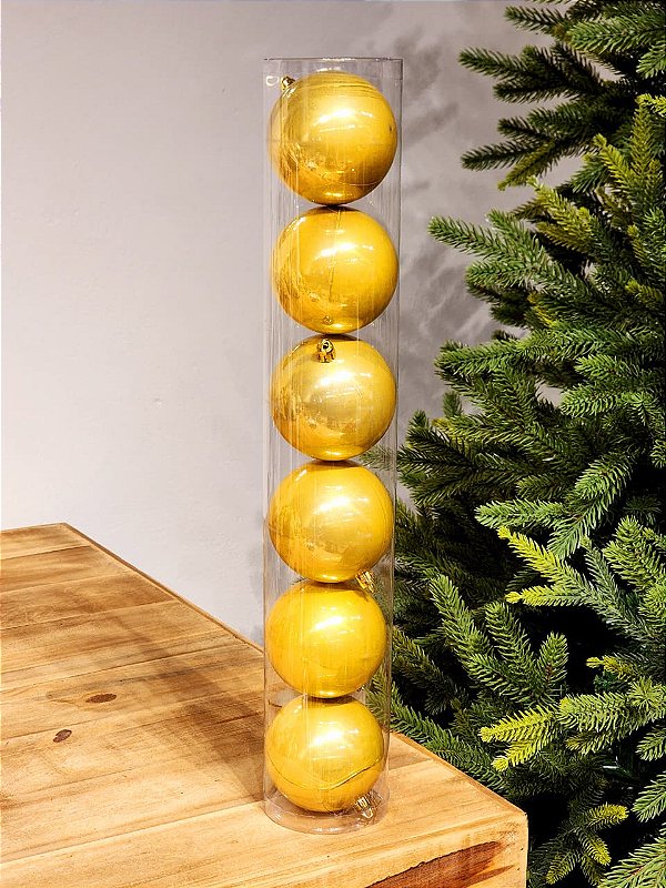 BOLA DECORADA OURO PEROLADA 8CM COM 6 UNIDADES