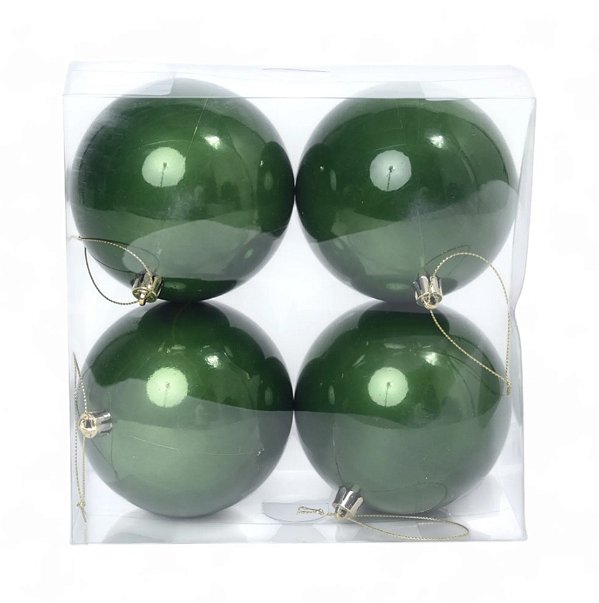BOLA BRILHO VERDE 10CM COM 4 UNIDADES