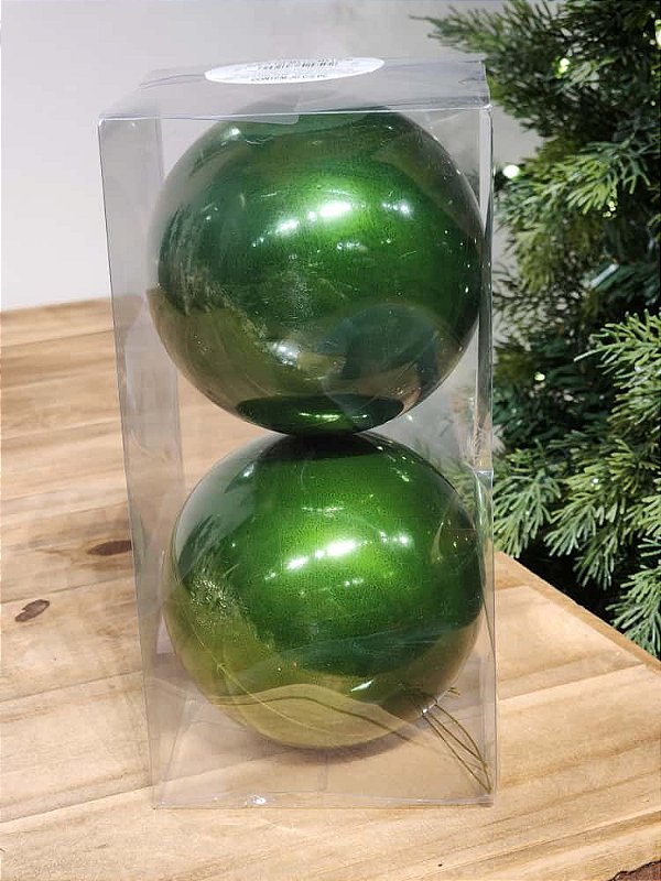 BOLA BRILHO VERMELHA 12CM COM 2 UNIDADES