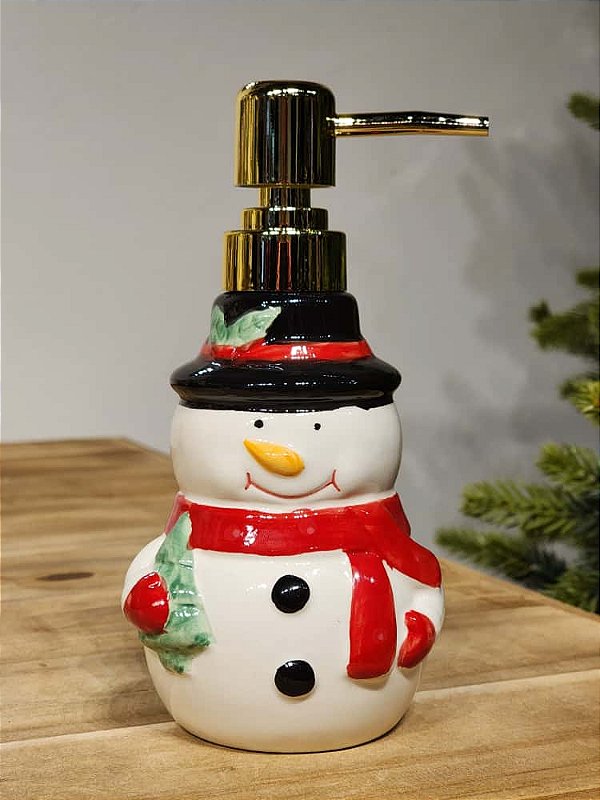 SABONETEIRA PUMP BONECO DE NEVE 18,5CM