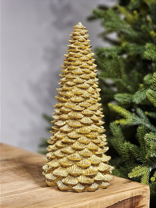 ÁRVORE EM RESINA DECORATIVA DOURADA 30CM