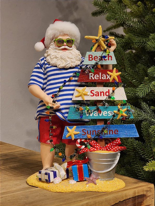 PAPAI NOEL NA PRAIA COLEÇÃO KURT S. ADLER 27CM