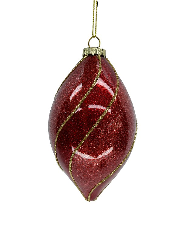 CONJUNTO DE PENDENTE ORNAMENTO DE VIDRO VERMELHO COM 2 UNIDADES 14CM - PRÉ VENDA 2025